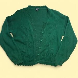 🍃 Vintage Green Embroidered Cardigan 🍃